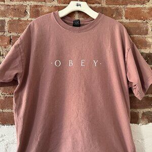 obey heavy weight logo tee med fits large